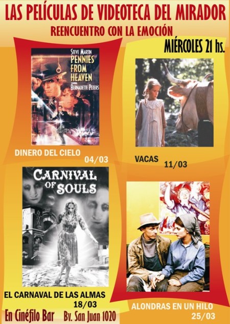 Los títulos para marzo de 2009 de Videoteca del Mirador en Cinéfilo Bar
