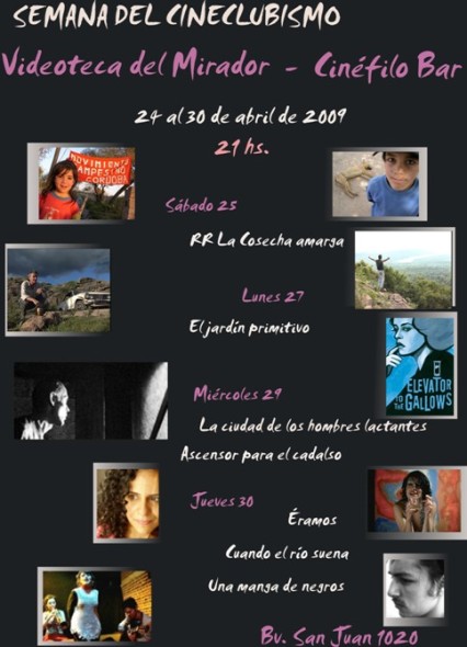 Semana del Cineclubismo: Programa conjunto de Videoteca del Mirador y Cinéfilo Bar.